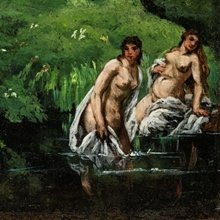 Újra Magyarországon Gustave Courbet Fürdőzők az erdőben című festménye