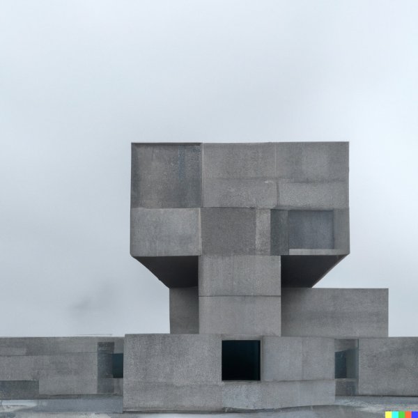 DALL-E által generált épület terve / Minecraft épület Tadao Ando stílusában