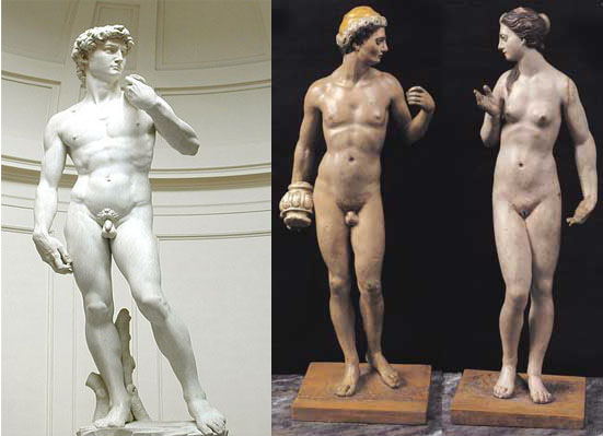 Dávid, Epiméteusz és Pandora. (Forrás: Wikipedia, Montázs: V.D.)