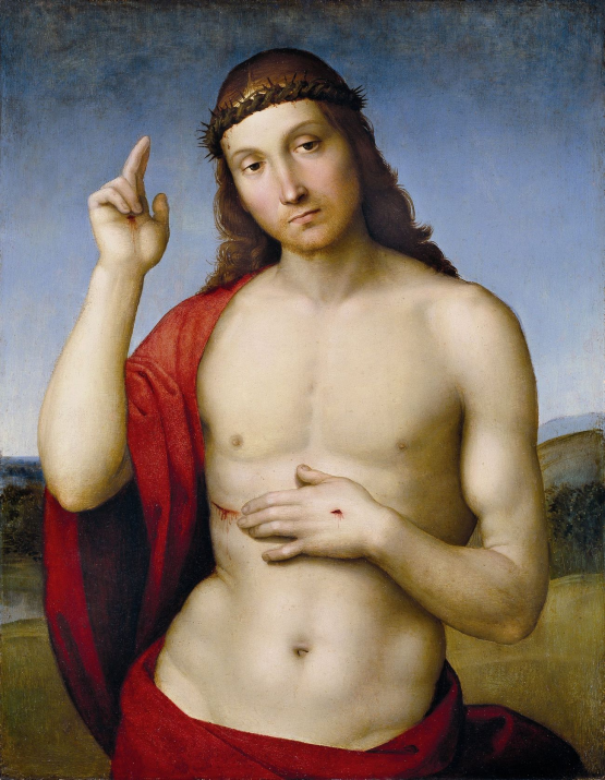 Raffaello Santi, Áldást osztó Krisztus (Pax Vobiscum), 1505–1506 között Brescia, Pinacoteca Tosio Martinengo, © Brescia, Pinacoteca Tosio-Martinengo