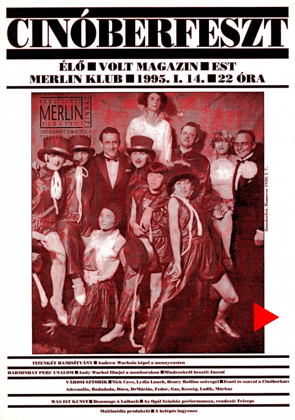 Cinóberfeszt (plakát, Merlin Klub, 1995. I. 14.)