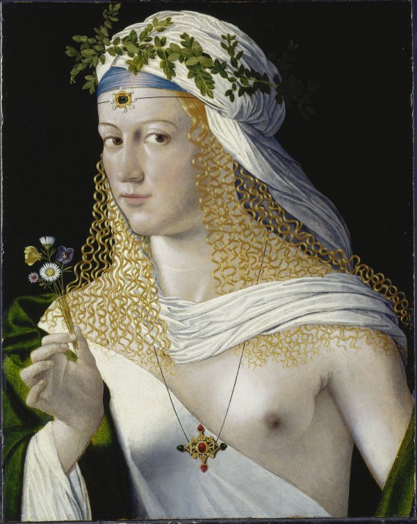 Bartolomeo Veneto: Ritratto di donna in vestito da Flora