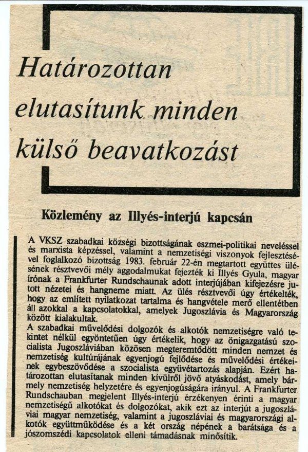 A Vajdasági Kommunista Szövetség közleménye