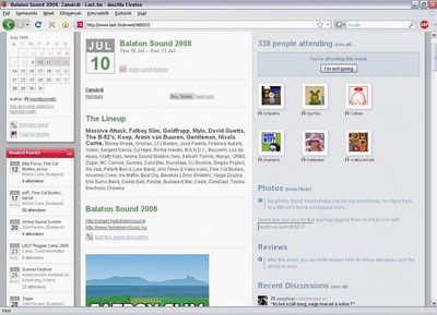 Last.fm esemény-oldal screenshot