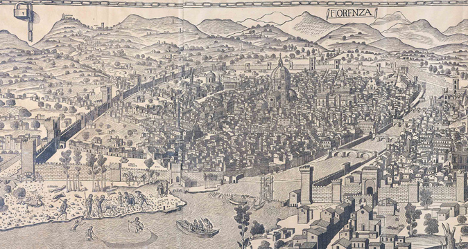 15. század végi ism. mester után: Firenze látképe - Láncos térkép, Firenze, Kunsthistorisches Institut